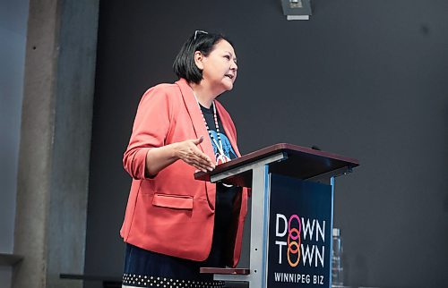 Ruth Bonneville / Free Press

Biz  - Speaker Series

Manitoba Chiefs Grand Chief Cathy Merrick speaks to business owners attending the Downtown Biz speaker series at the Alt Hotel, Thursday.  Kate Fenske, CEO, Downtown Winnipeg BIZ hosted the event.  

What: Downtown Winnipeg BIZ is hosting the third Downtown Speaker Series, an event for the downtown business community, with Assembly of Manitoba Chiefs Grand Chief Cathy Merrick as the keynote speaker.  The goal is to build understanding and create social,economic, political and cultural cohesion in the heart of the city.  



See Martin Cash story 

April 4th,  2024
