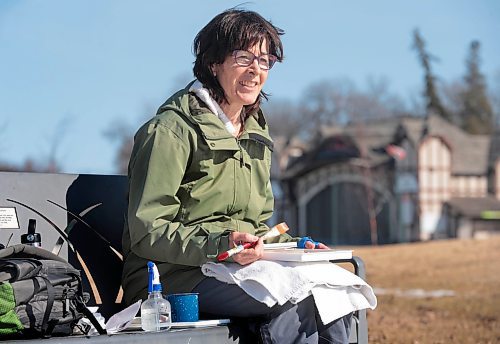 Ruth Bonneville / Free Press
Weather Standup - painting outside
Patricia Eschuk, a professional artist, took advantage of her first opportunity to get outside and "en plein air" paint a landscape in the open air near the duck pond at the Assiniboine Park Thursday afternoon.
En plein air refers to the act of painting outdoors with the subject in full view to capture the spirit and essence of a landscape in front of you.
April 4th, 2024