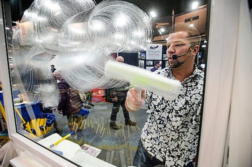 JOHN WOODS / FREE PRESS
Shannon demonstrates his window cleaning tools at the Home and Garden Show at the Convention Centre Sunday, April 7, 2024. 

Reporter: standup