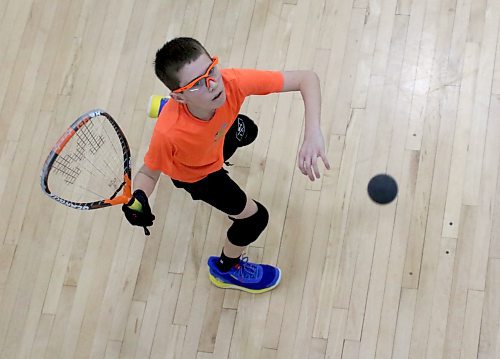 Oren Gouldie won an intense racquetball provincial final in the U14 division at the Sportsplex on Sunday. (Thomas Friesen/The Brandon Sun)