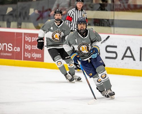 BROOK JONES / FREE PRESS
Western Hockey League draft prospect Prahb Bhathal competes in the 2024 Hockey Manitoba Male U16 Program of Excellence Spring Selection Camp at the Hockey For All Centre in Winnipeg, Man., Friday, April 5, 2024.