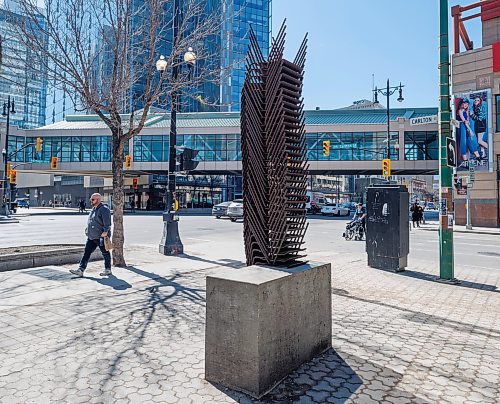 MIKE DEAL / FREE PRESS
Title: O-ween du muh waun. (We were told.)
Created by Rebecca Belmore and Osvaldo Yero in 2018.
Materials: oncrete and weathering steel
Located in Air Canada Park, 345 Portage Avenue.
See Alison Gillmor column
240409 - Tuesday, April 09, 2024.