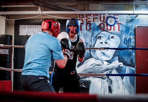 JOHN WOODS / FREE PRESS
Boxers spar in front of a motivational sign at Pan Am Place, a half-way house for men, Tuesday, April 8, 2024. 

Reporter: conrad