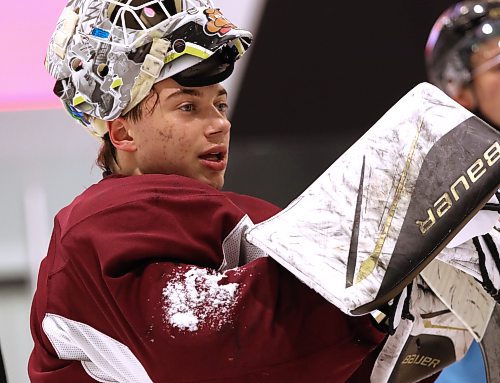 Brandon Wheat Kings backup goalie Ethan Eskit had to take on the starting role for a month. (Perry Bergson/The Brandon Sun)