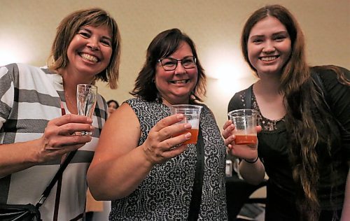 Susan Smith (left), Kim McCraken and Morgan Healey happily sampled the wares of the beer and cooler vendors at the return of the Brandon Beer Tasting Festival. The Sunset Rotary Brandon fundraiser featured 17 micro and macro breweries. (Karen McKinley/The Brandon Sun)