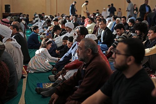 Community members take part in prayers for Eid al-Fitr, marking the end of Ramadan. (Tim Smith/The Brandon Sun)