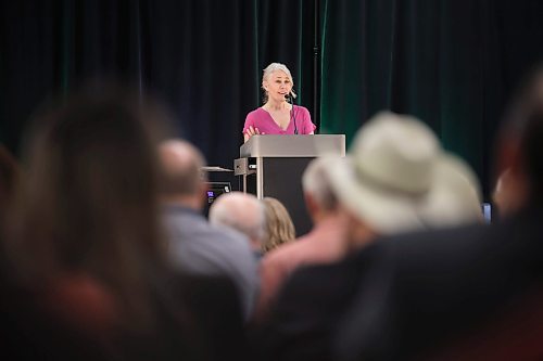 10042024
Lynette Siragusa, CEO of Shared Health, speaks to attendees at the 2024 Association of Manitoba Municipalities Spring Convention at the Keystone Centre on Wednesday. 
(Tim Smith/The Brandon Sun)