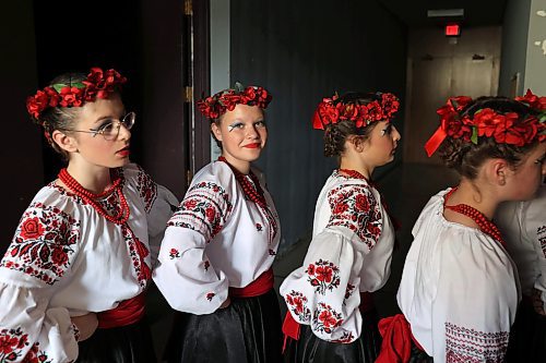 12042024
Dancers wait backstage to perform during the first day of the Brandon Troyanda School of Ukrainian Dance Ukrainian Dance Festival at the Western Manitoba Centennial Auditorium on Friday. The Festival runs until Sunday.
(Tim Smith/The Brandon Sun)
