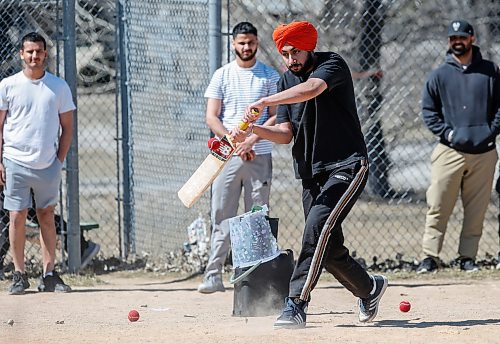 JOHN WOODS / FREE PRESS
Prabhveer Singh plays some cricket with his friends at Tyndall Park Community Centre Sunday, April 14, 2024. 

Reporter: tyler