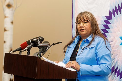 MIKE DEAL / FREE PRESS
Sherry Gott, Manitoba Advocate for Children and Youth, during a press conference at MACY, 346 Portage Avenue, Tuesday morning.
240416 - Tuesday, April 16, 2024.