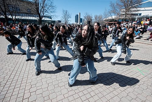 JOHN WOODS / FREE PRESS
Students from DMCI perform at a Earth Day Dance event at The Forks Sunday, April 21, 2024. 

Reporter: s.u.
