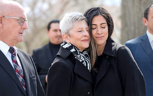 Ruth Bonneville / Free Press

LOCAL - firefighter

Photo of Preston Heinbigner&#x573; mom, Elaine Heinbigner and Preston's wife Shayda Tashakor, sharing a touching moment together at  Manitoba Workers Memorial in Memorial Park Wednesday.

Preston Heinbigner&#x573; family sits in the gallery along with firefighters as he is recognized during Wednesday afternoon&#x573; sitting of the legislative assembly. 

Waverley MLA David Pankratz, the NDP&#x573; deputy house leader, reads a member statement in honour of Heinbigner  to advocate for better mental health support for first responders and lays a wreathe in the house in his honour.  

After the reading Preston Heinbigner&#x573; pregnant wife, Shayda Tashakor, walks down the grand staircase of the Legislative Building escorted by Premier Wab Kinew and MLA David Pankratz,  along with 200 firefighters and rescue personal.  The group along with family members and friends made their way  to the Manitoba Workers Memorial in Memorial Park for a short ceremony.  


April 22nd,  2024
