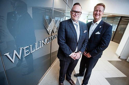 JOHN WOODS / FREE PRESS
Wellington-Altus Financial executives Charlie Spiring, executive chairman, right, and Shaun Hauser, CEO, are photographed in their Portage Ave headquarters in Winnipeg Monday, April 22, 2024. 

Reporter: martin