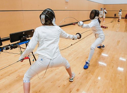 JOHN WOODS / FREE PRESS
Manitoba fencer Cheryl Cheung, right, trains for the upcoming provincial championships at the Sport Manitoba building in Winnipeg Tuesday, April 23, 2024. 

Reporter: josh