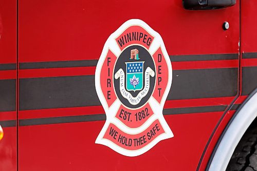 MIKE DEAL / FREE PRESS
Winnipeg Fire Paramedic Service (WFPS) logo from the side of a firetruck.
240221 - Wednesday, February 21, 2024.
