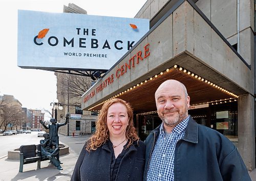 MIKE DEAL / FREE PRESS
Trish Cooper and Sam Vint have been collaborating and cohabitating for more than 20 years, but their new show The Comeback marks the first time they've ever co-written a stage production. 
A fictionalized tale of the meshing of their M&#xe9;tis and settler families, The Comeback is a domestic comedy built around the material of Vint's and Cooper's lives.
The production will be running until May 18 at the Royal MTC MainStage.
See Ben Waldman story
240425 - Thursday, April 25, 2024.