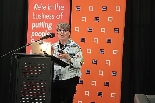 Canada West Foundation director Janet Lane says it's essential to focus on fostering a supportive work culture, offering advancement opportunities and enhancing community engagement. (Abiola Odutola/The Brandon Sun)