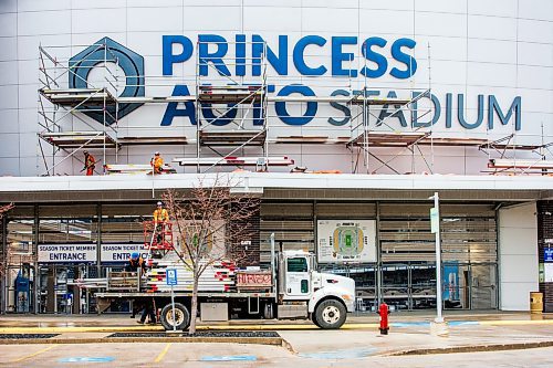 MIKAELA MACKENZIE / FREE PRESS

Workers take down the scaffolding after putting up the new signage at the Princess Auto Stadium, formerly IG Field, on Friday, April 26, 2024.  


Standup.