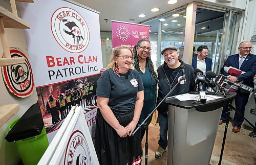 Ruth Bonneville / Free Press

LOCAL - Clinic / Clan

Photo of Angela Klassen with Broadway Bear Clan Patrol, Women's Health Clinic executive director - Kemlin Nembhard and Kevin Walker Executive Director or Bear Clan, are excited to announce the new partnership between the WHO and Bear Clan at their presser Friday. 

Story: new partnership with Women&#x573; Health Clinic (WHC) and Bear Clan Patrol Inc. at Unit D, 419 Graham Avenue Winnipeg MB.

Bear Clan Patrol Inc.&#x573; new downtown headquarters will be based out of Unit D, 419 Graham Avenue (Women&#x573; Health Clinic building). The street-level space will be used as a patrol hub, meeting space, and offices.

See story 

April 26th,  2024
