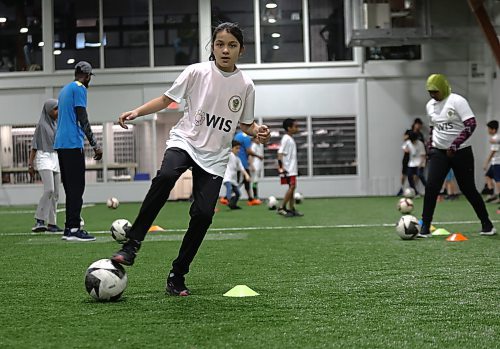 A free introduction to soccer event was held Sunday at the indoor fieldhouse at the Wheat City golf course for kids aged 10 to 14 years old, hosted by Brandon United Football Cooperative, with support from Westman Immigrant Services. (Michele McDougall/The Brandon Sun)