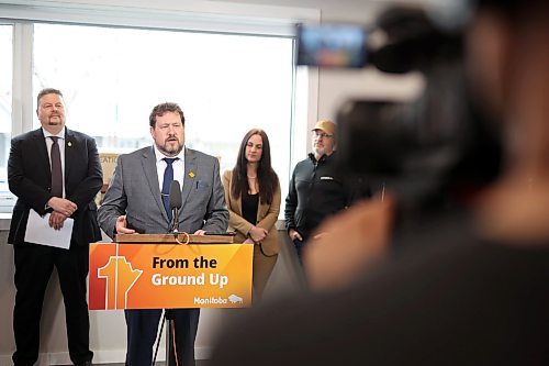 29042024
Minister of Sport, Culture, Heritage and Tourism and Brandon East MLA Glen Simard speaks during the announcement of a new community development program with provincial Municipal and Northern Relations Minister Ian Bushie at the Brandon Neighbourhood Renewal Corporation on Monday.
(Tim Smith/The Brandon Sun)
