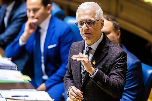 Education Minister Nello Altomare speaks during question period at the Manitoba Legislative Building on March 6. Altomare said new school projects won't be announced until the funding is in place. (MIKAELA MACKENZIE / FREE PRESS
 FILES)