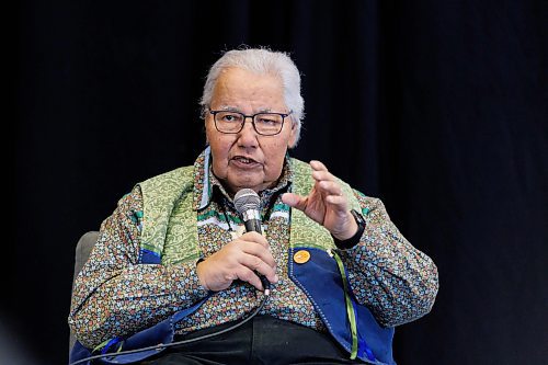 MIKE DEAL / FREE PRESS
Justice Murray Sinclair speaks during the opening remarks of Public Safety Summit taking place at the RBC Convention Centre.
240430 - Tuesday, April 30, 2024.