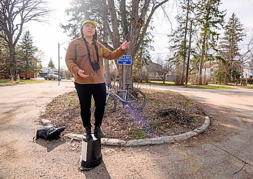 Mike Sudoma/Free Press
Choi Ho typically stands on a bucket while describing the many different locations along the Jane&#x2019;s Walk to be seen and heard by all participants
April 30, 2024