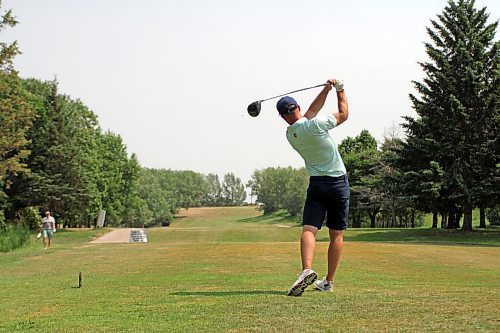 Tyler Hall smashes a drive on Neepawa Golf and Country Club's 10th hole during the 2022 Golf Manitoba men's amateur. While Hall can reach the 500-plus-yard par-5 in two shots, many golfers would be hard-pressed to get to the green in three from the back tees. Teeing it forward gives everyone a better chance to score. (Thomas Friesen/The Brandon Sun)