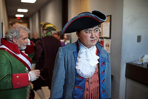 Andrew Mok, in character as Count von Strack, prepares backstage to take part in the dress rehearsal. (Tim Smith/The Brandon Sun) 