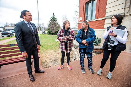 MIKAELA MACKENZIE / FREE PRESS

Premier Wab Kinew speaks with parents of Amanda, Nancy (left) and Melvin Clearwater, as Lisa Lehmann (right) listens after a funding announcement for Carman Wellness Connections and a memorial in Carman on Wednesday, May 1, 2024. 


For Erik story.