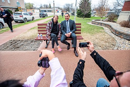 MIKAELA MACKENZIE / FREE PRESS

Premier Wab Kinew takes a photo with Amanda&#x573; mother, Nancy Clearwater, after a funding announcement for Carman Wellness Connections and a memorial in Carman on Wednesday, May 1, 2024. 


For Erik story.