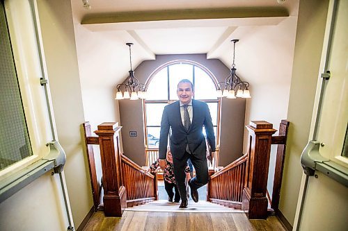 MIKAELA MACKENZIE / FREE PRESS

Premier Wab Kinew walks up the stairs at Memorial Hall to announce funding for Carman Wellness Connections and a memorial in Carman on Wednesday, May 1, 2024. 


For Erik story.