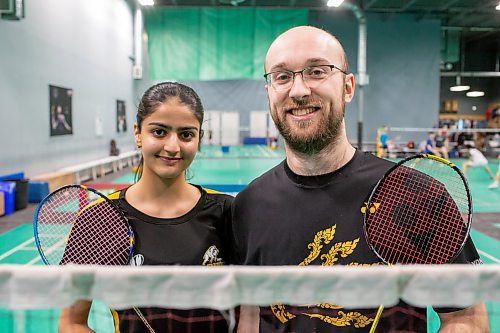 BROOK JONES / FREE PRESS
Fort Richmond Collegiate Grade 12 student Ranya Narwal, who is going for her third-straight Manitoba High Schools Athletic Association provincial badminton title in girls singles May 3 and 4, 2024, is pictured with her badminton coach Dale Kinley at Prairie Badminton in Winnipeg, Man., Wednesday, May 1, 2024. The 17-year-old won as a Grade 10 student in junior girls and in varsity grils as a Grade 11 student.