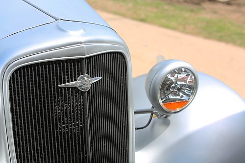 Chevy symbol and headlight on the 1934 Chevy truck. (Charlotte McConkey/The Brandon Sun)