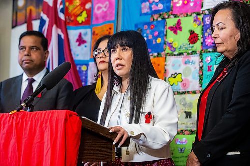 MIKAELA MACKENZIE / FREE PRESS

Winnipeg Centre MP Leah Gazan speaks at the announcement of a Red Dress Alert system at the Manitoba Legislative Building on Friday, May 3, 2024. 


For Chris story.