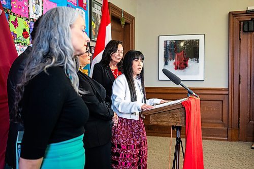 MIKAELA MACKENZIE / FREE PRESS

Winnipeg Centre MP Leah Gazan speaks at the announcement of a Red Dress Alert system at the Manitoba Legislative Building on Friday, May 3, 2024. 


For Chris story.