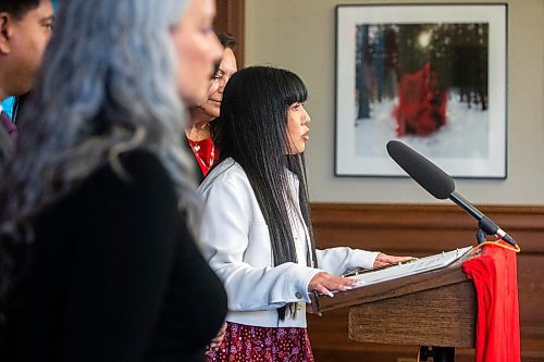 MIKAELA MACKENZIE / FREE PRESS

Winnipeg Centre MP Leah Gazan speaks at the announcement of a Red Dress Alert system at the Manitoba Legislative Building on Friday, May 3, 2024. 


For Chris story.