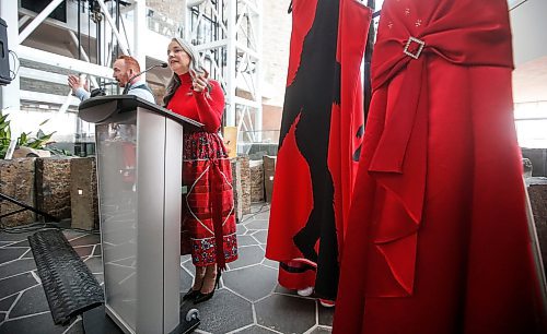 JOHN WOODS / FREE PRESS
Minister Nahanni Fontaine announces $15 million for a MMIWG2S Endowment Fund at the Canadian Museum for Human Rights in Winnipeg, Sunday, May 5, 2024.

Reporter: stylet