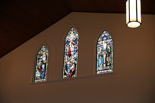 Stained glass windows at Cities Church. (Charlotte McConkey/The Brandon Sun)