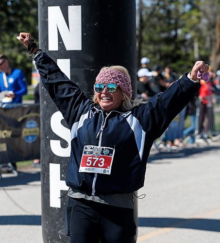 JOHN WOODS / FREE PRESS
Toby Burt finishes the WPS half marathon at Assiniboine Park  in Winnipeg, Sunday, May 5, 2024.

Reporter: standup