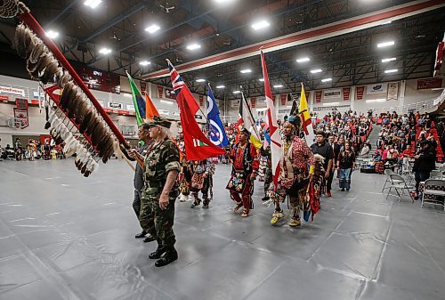 JOHN WOODS / FREE PRESS
Graduates are escorted in during a grand entrance at a graduation powwow at the U of Winnipeg in Winnipeg, Sunday, May 5, 2024.

Reporter: standup