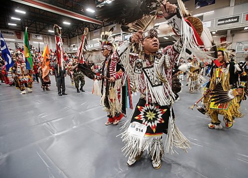 JOHN WOODS / FREE PRESS
Graduates are escorted in during a grand entrance at a graduation powwow at the U of Winnipeg in Winnipeg, Sunday, May 5, 2024.

Reporter: standup