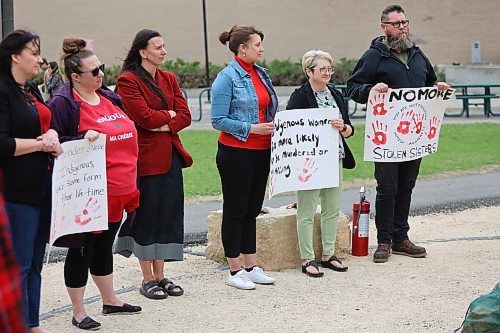 More than 30 people gather at the Brandon University’s Kavanagh Courtyard on Monday to commemorate the National Awareness for Missing and Murdered Indigenous Women, Girls, and 2 Spirit People (MMIWG2S). Photo: Abiola Odutola/The Brandon Sun