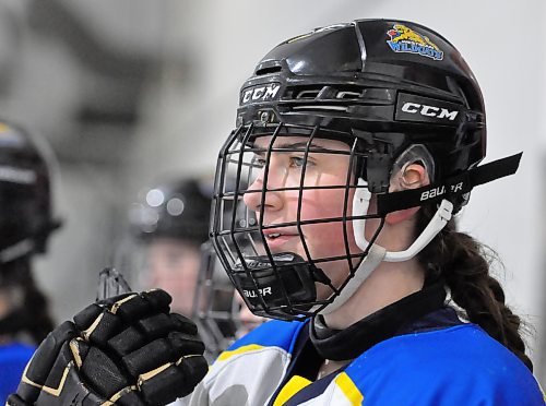 Westman Wildcats forward Reese Schutte scored twice for Team Manitoba at the U18 girls' National Aboriginal Hockey Championship in Grande Prairie, Alta., on Monday as her team blanked Team Atlantic 9-0. Yellowhead Chiefs goalie Natalie Rampton earned the shutout. (Jules Xavier/The Brandon Sun)