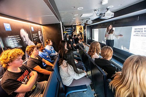 MIKAELA MACKENZIE / FREE PRESS

Educator Elena Kingsbury leads a workshop on human rights with grade 10 Shaftesbury High School students on the Tour for Humanity mobile education centre on Monday, May 6, 2024. 


For John Longhurst story.