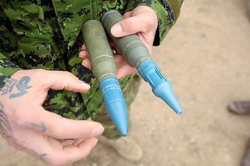 06052024
25mm artillery rounds used during the 2nd Battalion, Princess Patricia's Canadian Light Infantry’s live-fire training using LAV 6 armoured fighting vehicles at the CFB Shilo range on Monday.    (Tim Smith/The Brandon Sun)