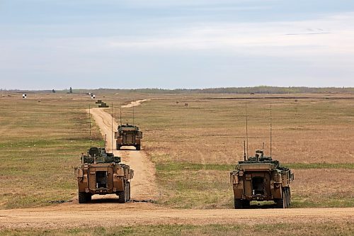 06052024
Members of the 2nd Battalion, Princess Patricia's Canadian Light Infantry alpha company take part in live-fire training using LAV 6 armoured fighting vehicles at the CFB Shilo range on Monday.    (Tim Smith/The Brandon Sun)