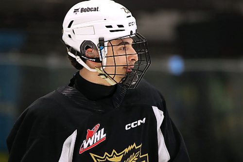 Brandon Wheat Kings prospect Giorgos Pantelas, who the team took 19th overall in the 2023 draft, made his debut with the club in March and stayed with them through the playoffs. (Perry Bergson/The Brandon Sun)