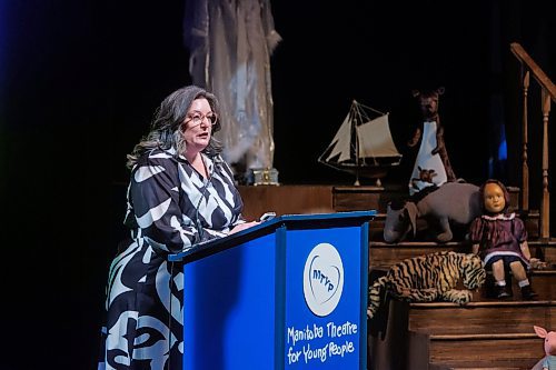 MIKE DEAL / FREE PRESS
Debra Zoerb, MTYP Managing Director, speaks during the Manitoba Theatre for Young People launch of its largest fundraising campaign in its 42 year history.

240507 - Tuesday, May 07, 2024.